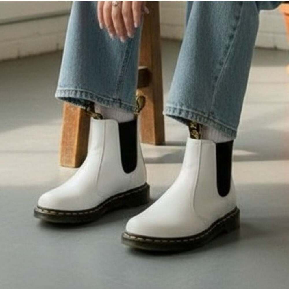 Dr. Martens 2976 White Leather Chelsea Boots